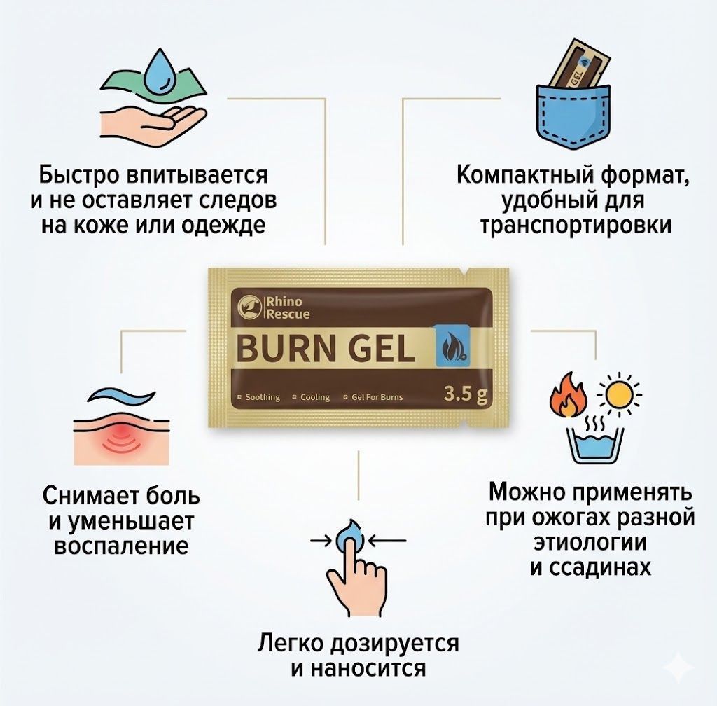 Гель противоожоговый RHINO Rescue Burn Gel 3,5 гр., фото 3