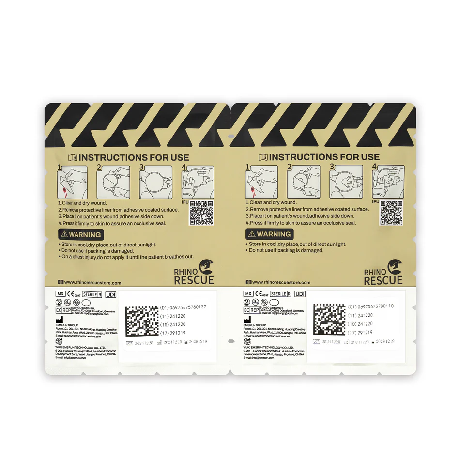 Комплект окклюзионных пластырей Rhino Rescue Chest Seal Twin Pack PZXF0045, фото 7